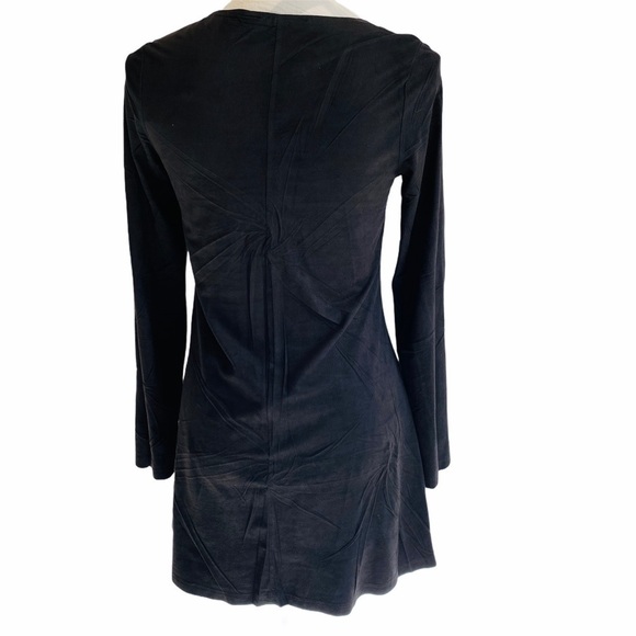 Lauren VIDAL Dress Charcoal Crashed Velvet Look Size small - Picture 2 of 9